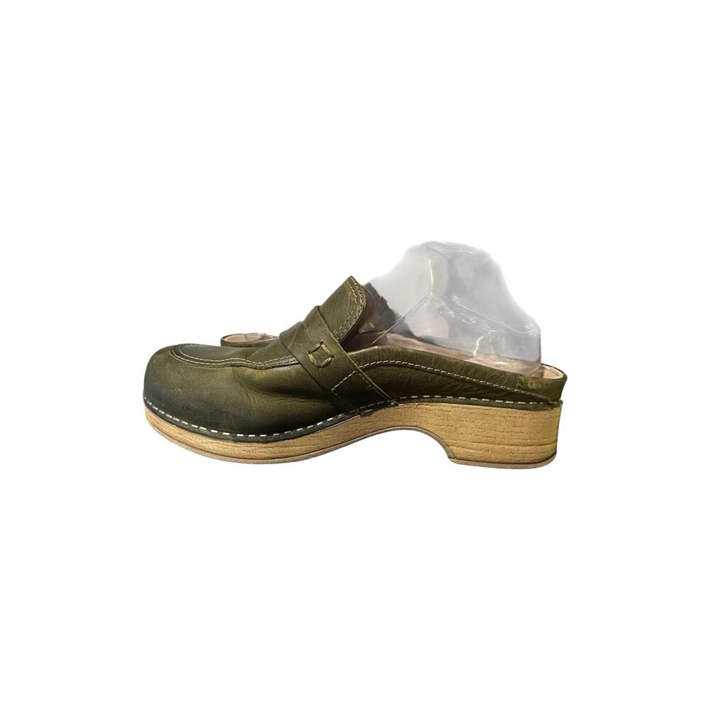 Dansko Bel Olive Green Oiled Penny Loafer Slip-On Mule Womens 40 US 9.5 Boho - Picture 4 of 11